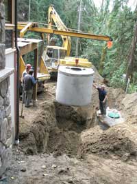 Lowering a septic tank